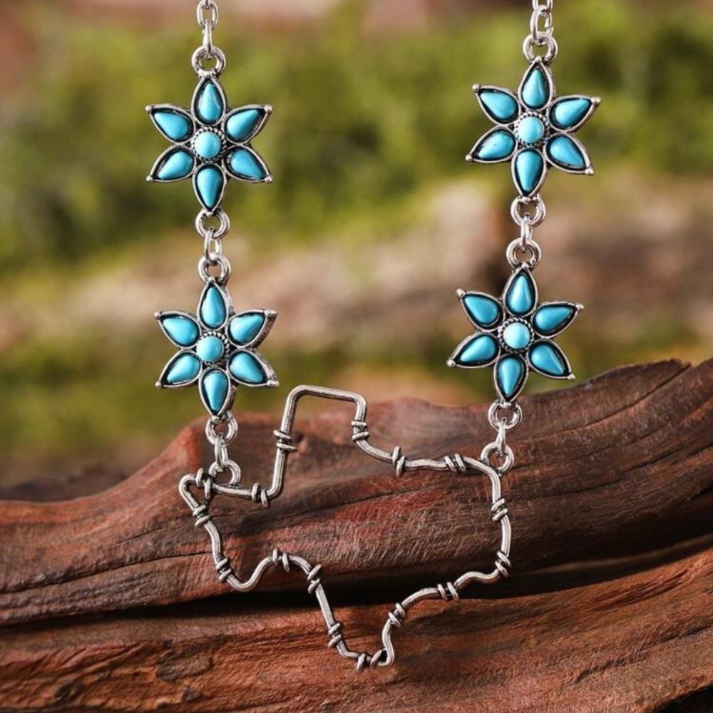 🤠🤠🤠BOGOHO 🤠🤠🤠Texas Turquoise/Silver Necklace& Earring Set